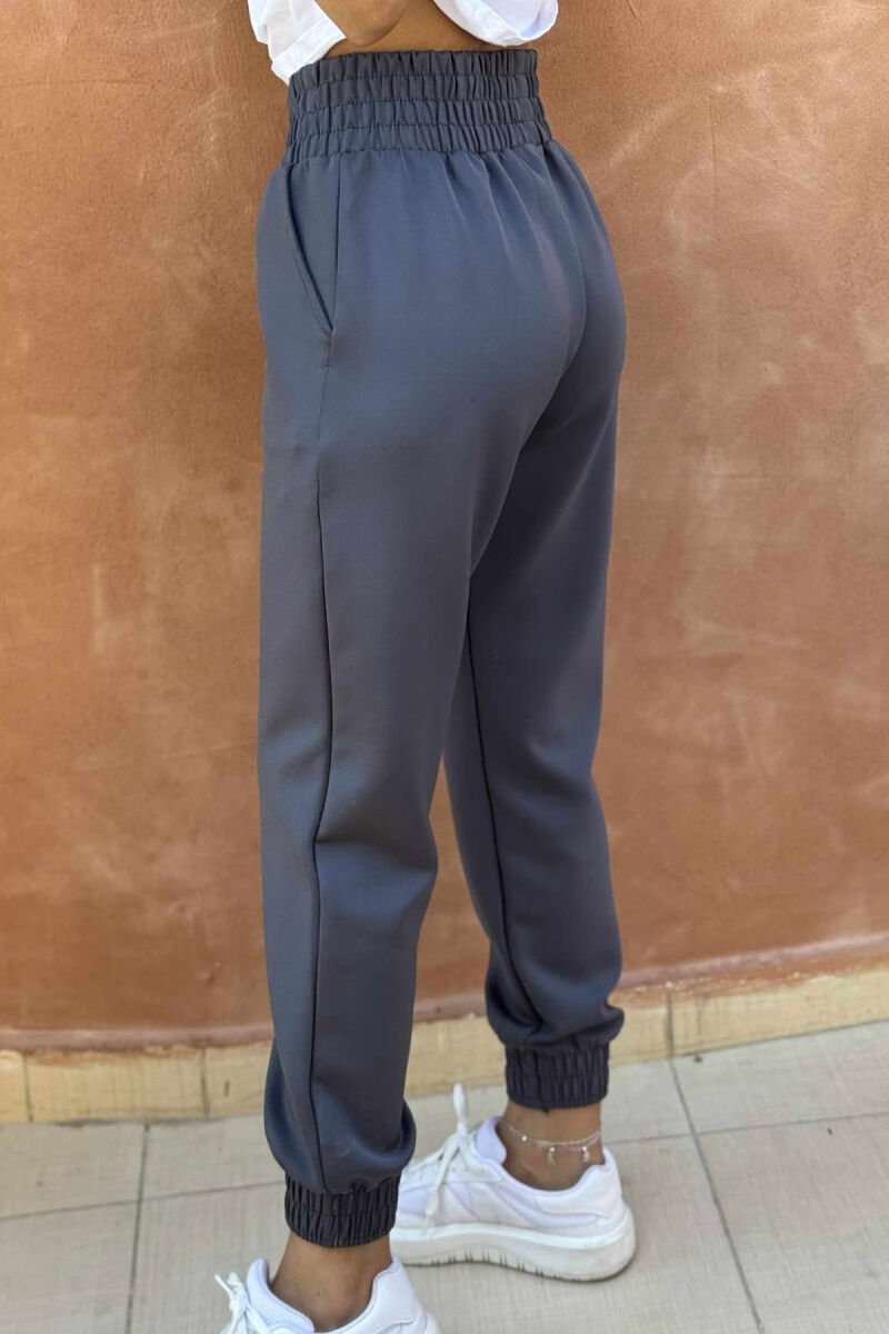 ONE COLOR ELASTIC WAIST WOMEN JOGGERS GREY/GRI - 3