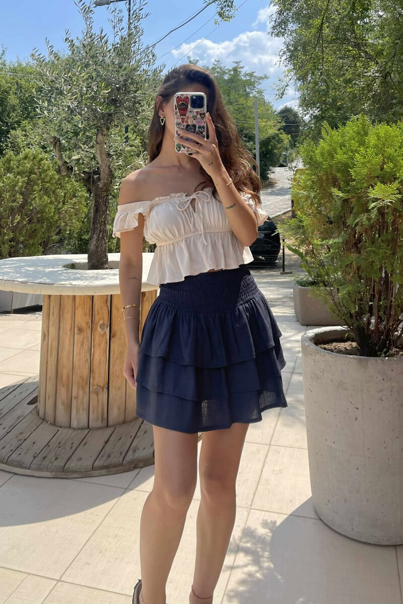 ONE COLOR ELASTIC WAIST WOMEN SKORT BLUE/BLU - 2