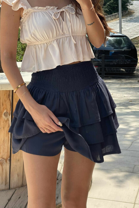ONE COLOR ELASTIC WAIST WOMEN SKORT BLUE/BLU - 4