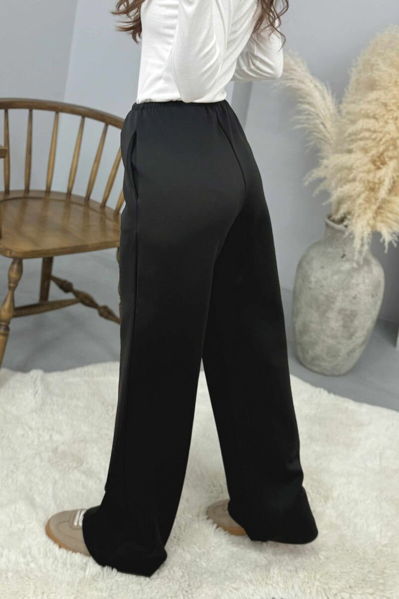 ONE COLOR ELASTIC WAIST WOMEN SWEATPANTS BLACK/ E ZEZE - 4