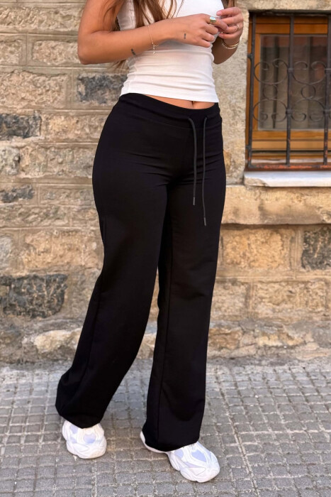ONE COLOR ELASTIC WASIT WOMAN SWEATPANTS BLACK/ E ZEZE - 2