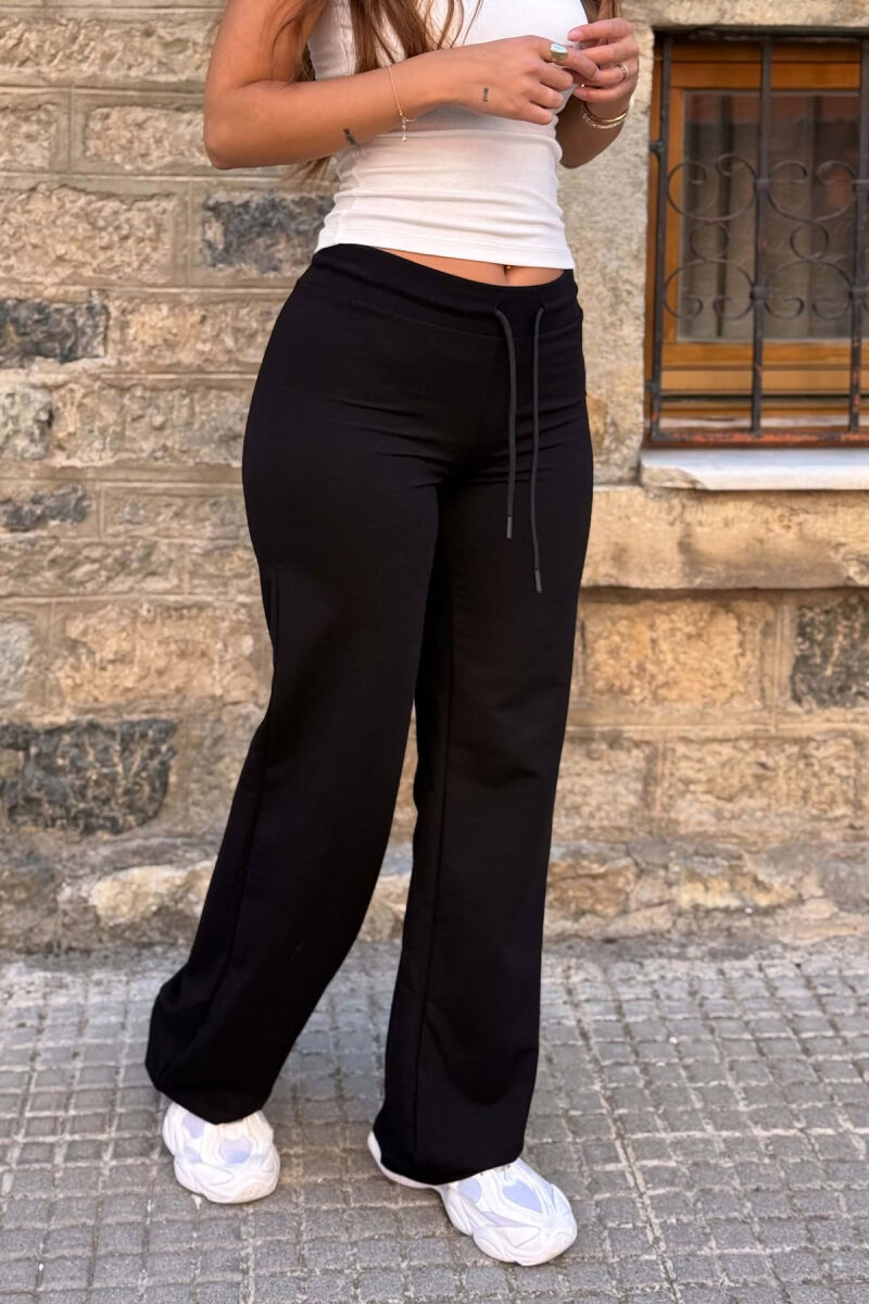 ONE COLOR ELASTIC WASIT WOMAN SWEATPANTS BLACK/ E ZEZE - 2