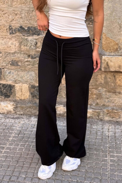 ONE COLOR ELASTIC WASIT WOMAN SWEATPANTS BLACK/ E ZEZE - 4
