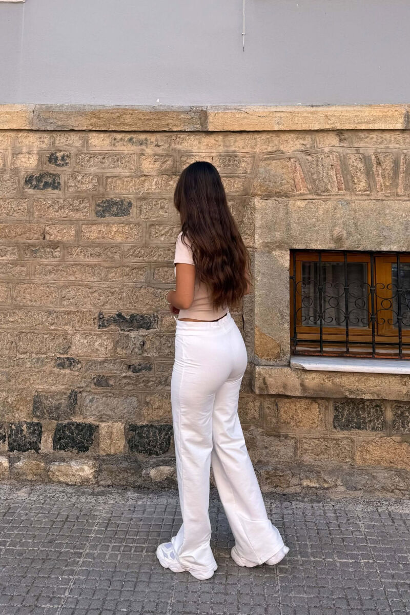 ONE COLOR ELASTIC WASIT WOMAN SWEATPANTS WHITE-E BARDHE - 3