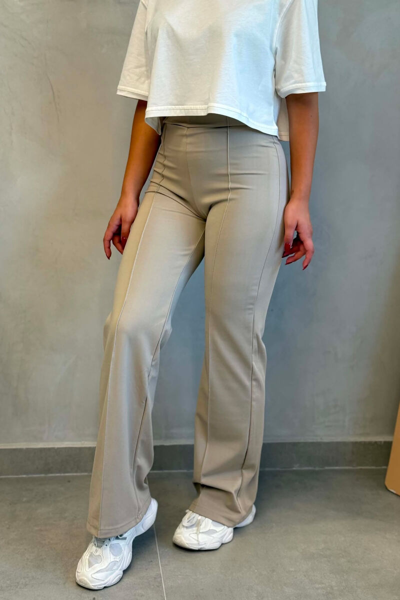 ONE COLOR ELASTIC WOMAN LEGGINGS BEIGE/BEZHE - 3