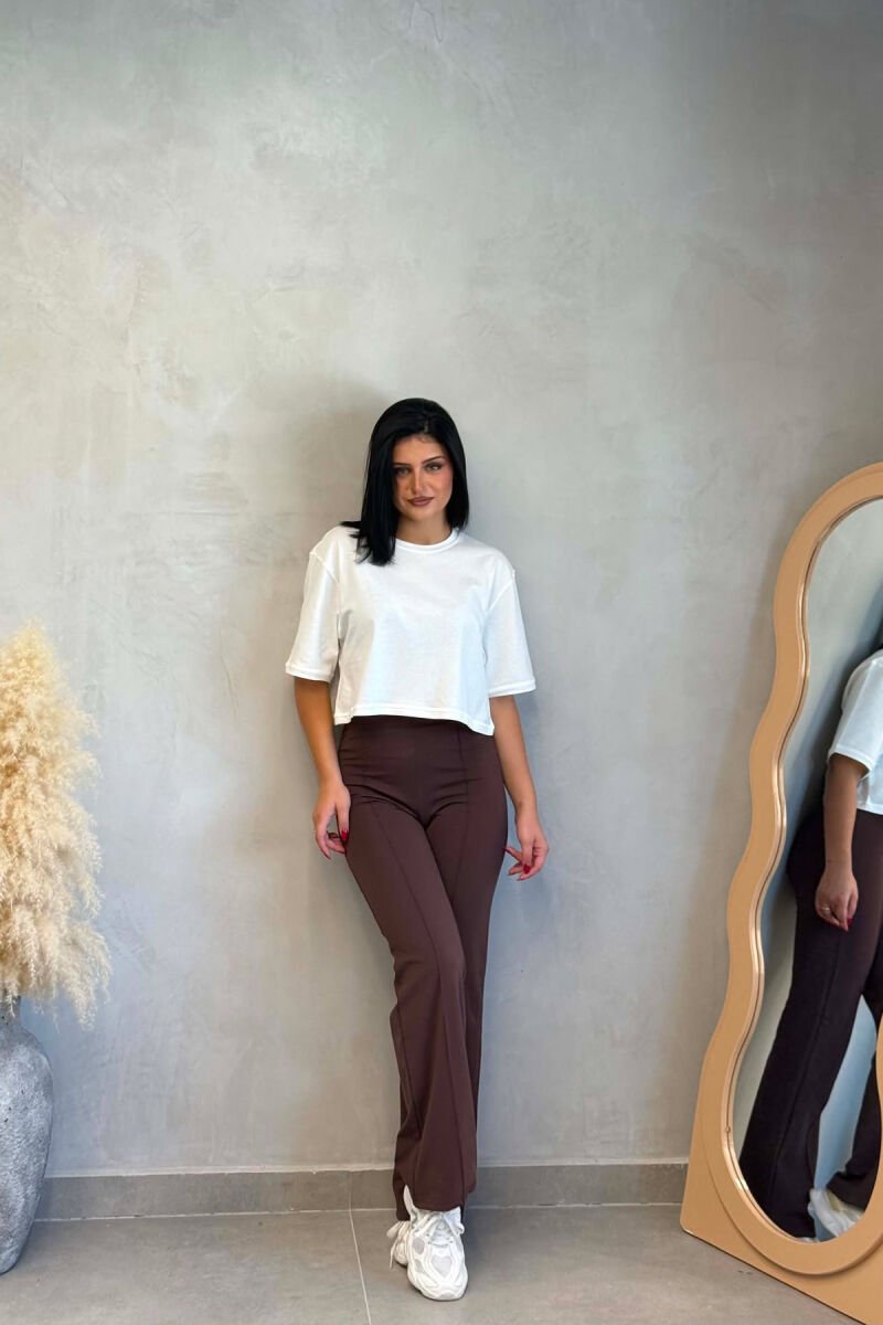ONE COLOR ELASTIC WOMAN LEGGINGS BROWN/KAFE - 2