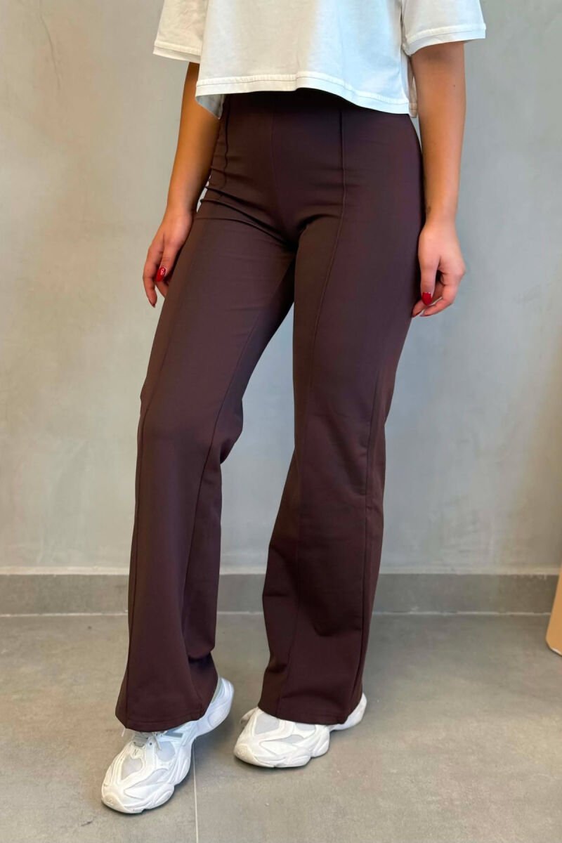 ONE COLOR ELASTIC WOMAN LEGGINGS BROWN/KAFE - 3