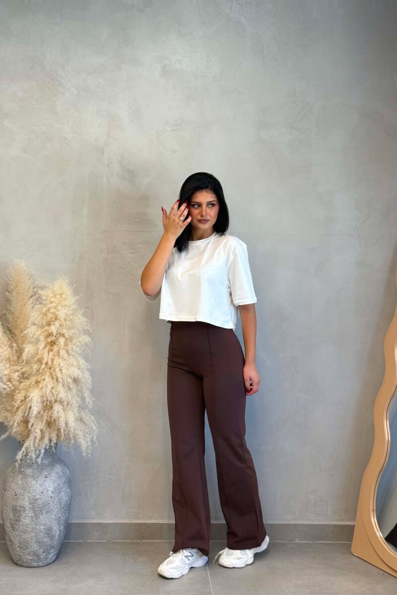ONE COLOR ELASTIC WOMAN LEGGINGS BROWN/KAFE - 5