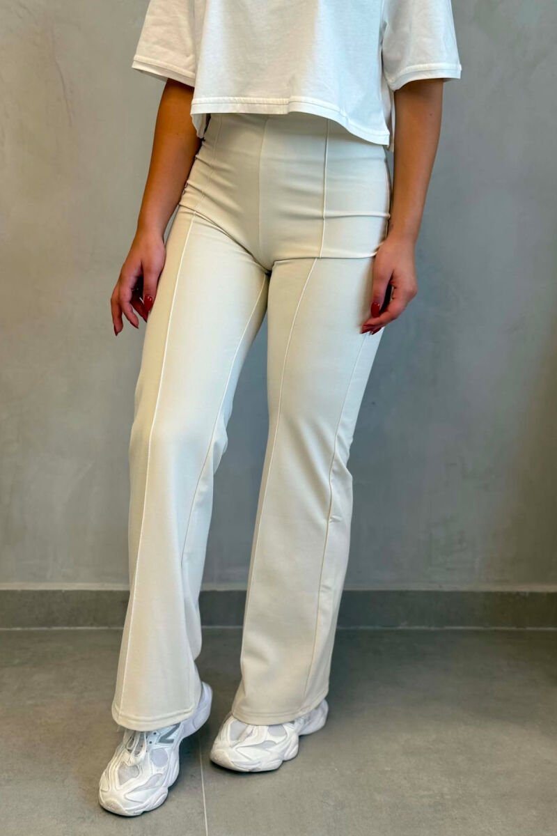 ONE COLOR ELASTIC WOMAN LEGGINGS CREAM/KREM - 3
