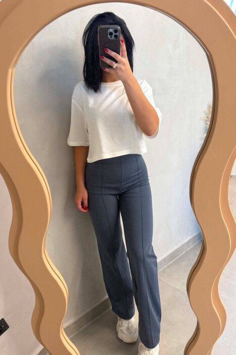 ONE COLOR ELASTIC WOMAN LEGGINGS GREY/GRI - 3
