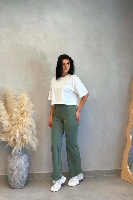 ONE COLOR ELASTIC WOMAN LEGGINGS MINT/MENTE - 3