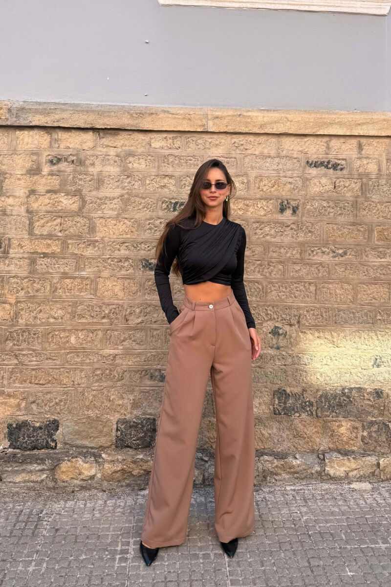 ONE COLOR ELASTIC WOMEN CROP TOP BLACK/ E ZEZE - 2