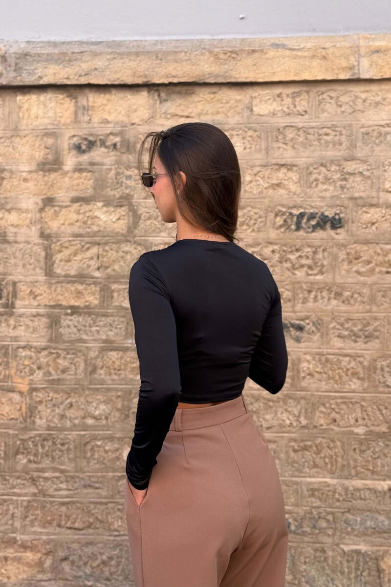 ONE COLOR ELASTIC WOMEN CROP TOP BLACK/ E ZEZE - 5