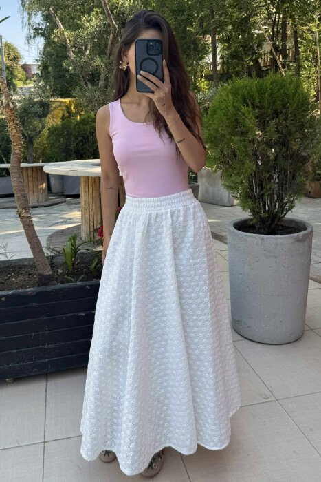 ONE COLOR ELASTIC WOMEN TANK TOP BABY PINK/ROZB - 5