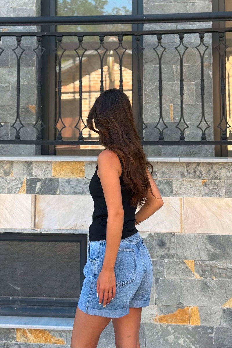 ONE COLOR ELASTIC WOMEN TANK TOP BLACK/ E ZEZE - 4