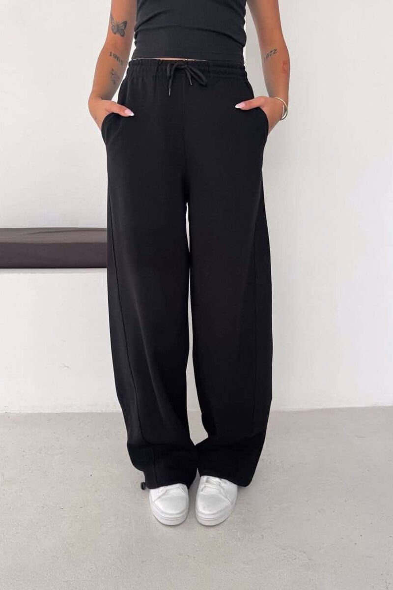 ONE COLOR ELASTIC WAIST WOMAN SWEATPANTS BLACK/ E ZEZE - 5