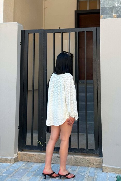 ONE COLOR EMBROIDERED CARDIGAN + SHORTS WOMAN SET WHITE-E BARDHE - 4