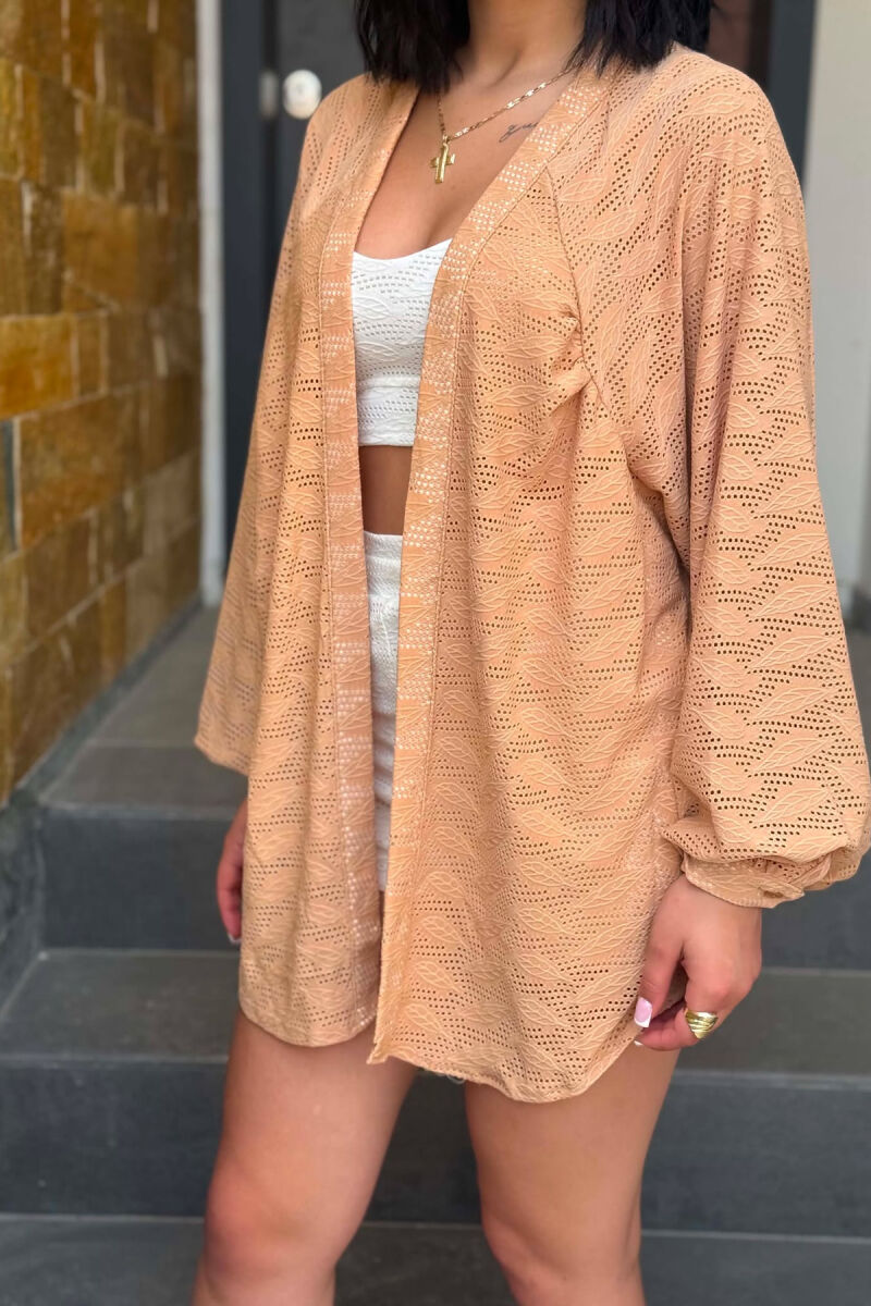ONE COLOR EMBROIDERED WOMAN CARDIGAN BEIGE/BEZHE - 2