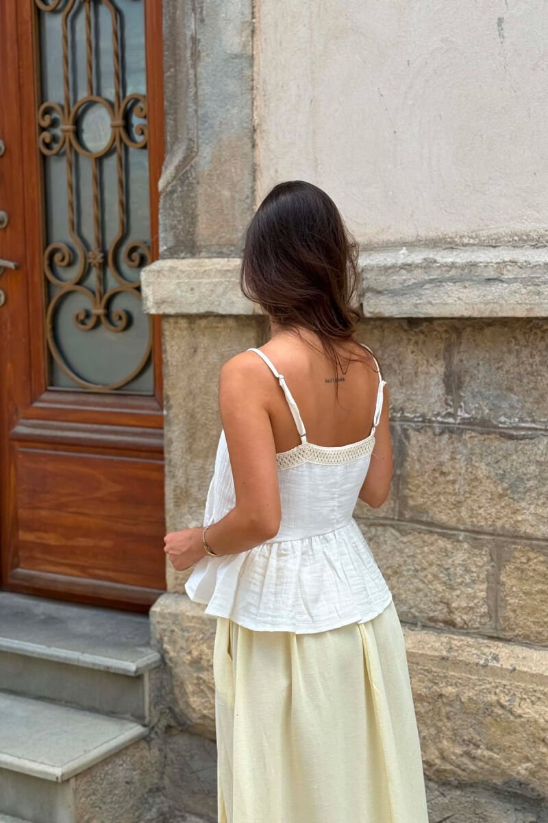 ONE COLOR EMBROIDERED WOMAN TANK TOP CREAM/KREM - 3