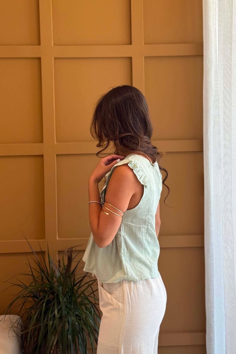 ONE COLOR EMBROIDERED WOMAN TANK TOP MINT/MENTE - 2