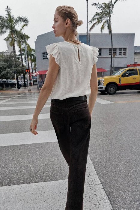 ONE COLOR EMBROIDERED WOMAN TANK TOP WHITE-E BARDHE - 3