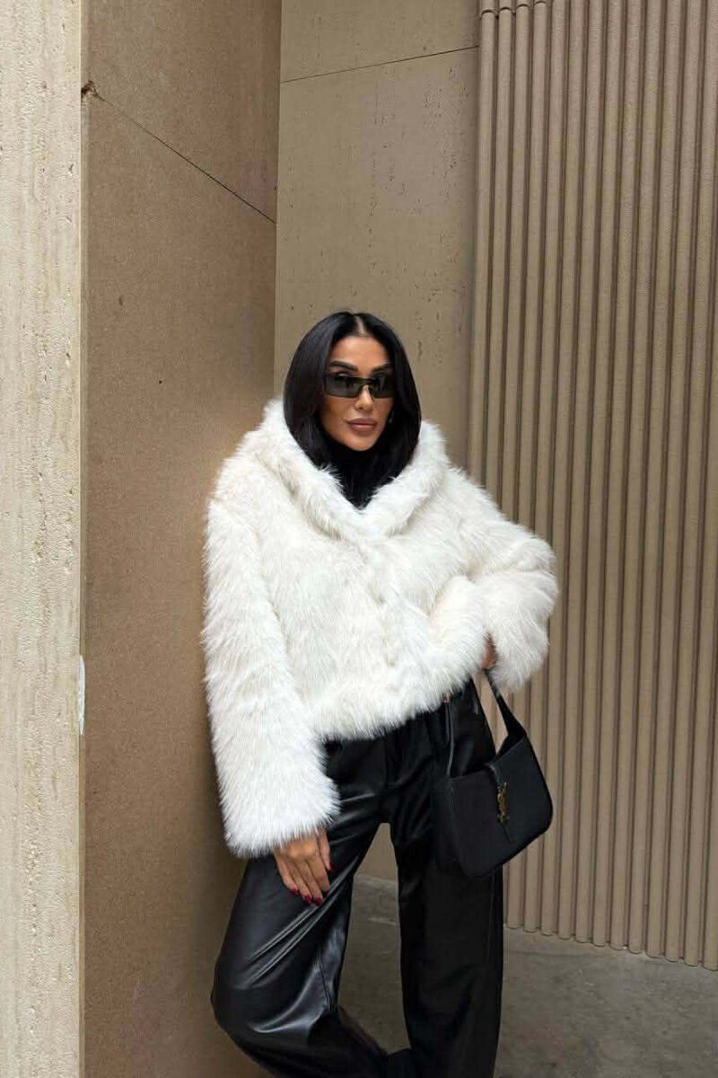 ONE COLOR FAUX FUR WOMEN JACKET WHITE-E BARDHE - 1