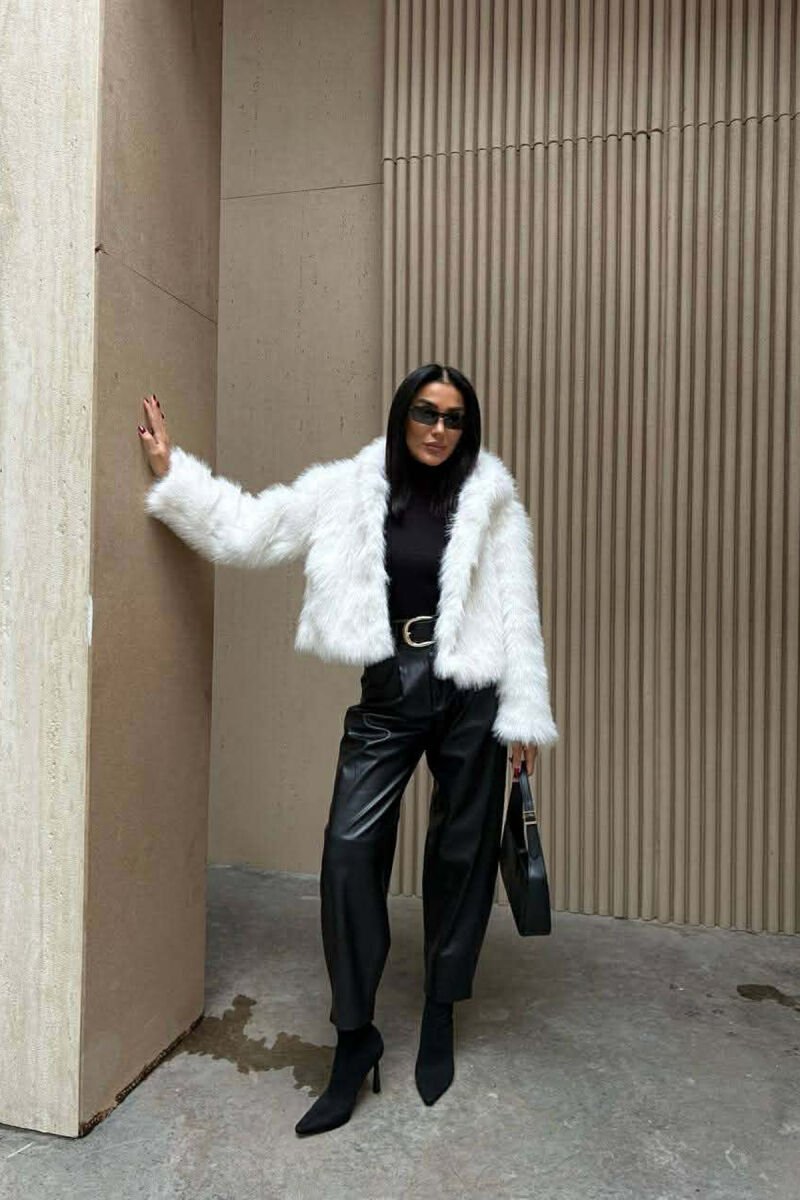 ONE COLOR FAUX FUR WOMEN JACKET WHITE-E BARDHE - 3