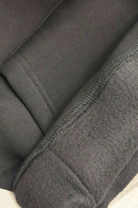 ONE COLOR FLUFFY BACK DESIGN MEN HOODIE BLACK/ E ZEZE - 9