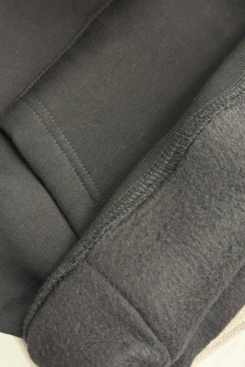 ONE COLOR FLUFFY BACK DESIGN MEN HOODIE BLACK/ E ZEZE - 9