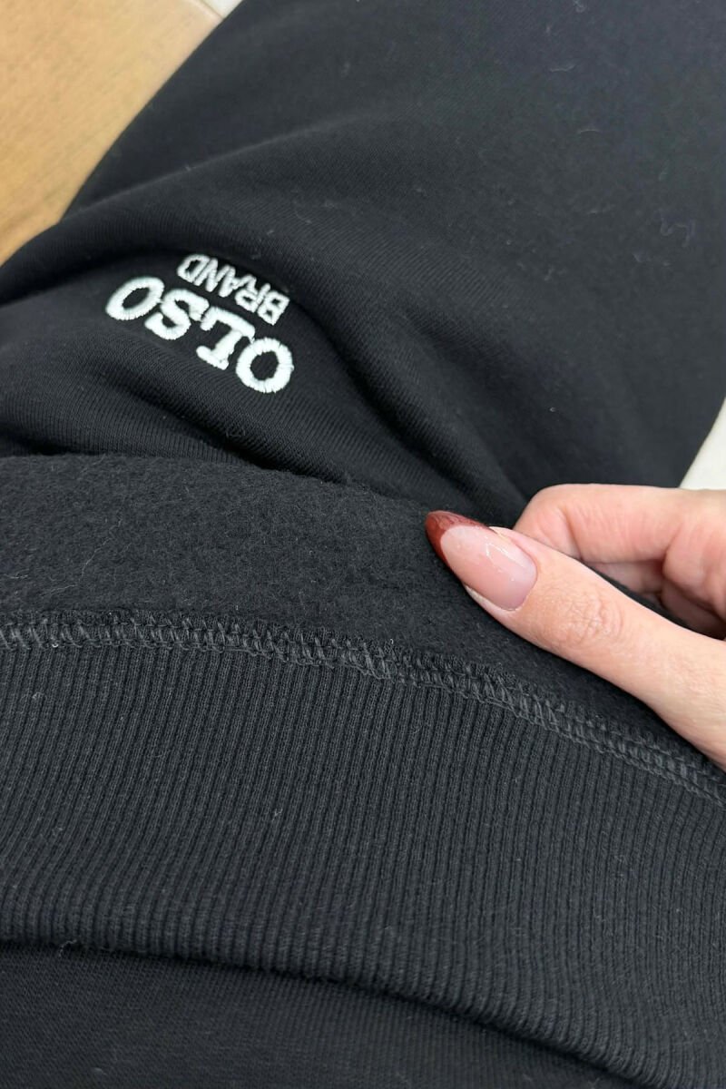 ONE COLOR FLUFFY HOODIE + JOGGERS WOMAN SET BLACK/ E ZEZE - 5