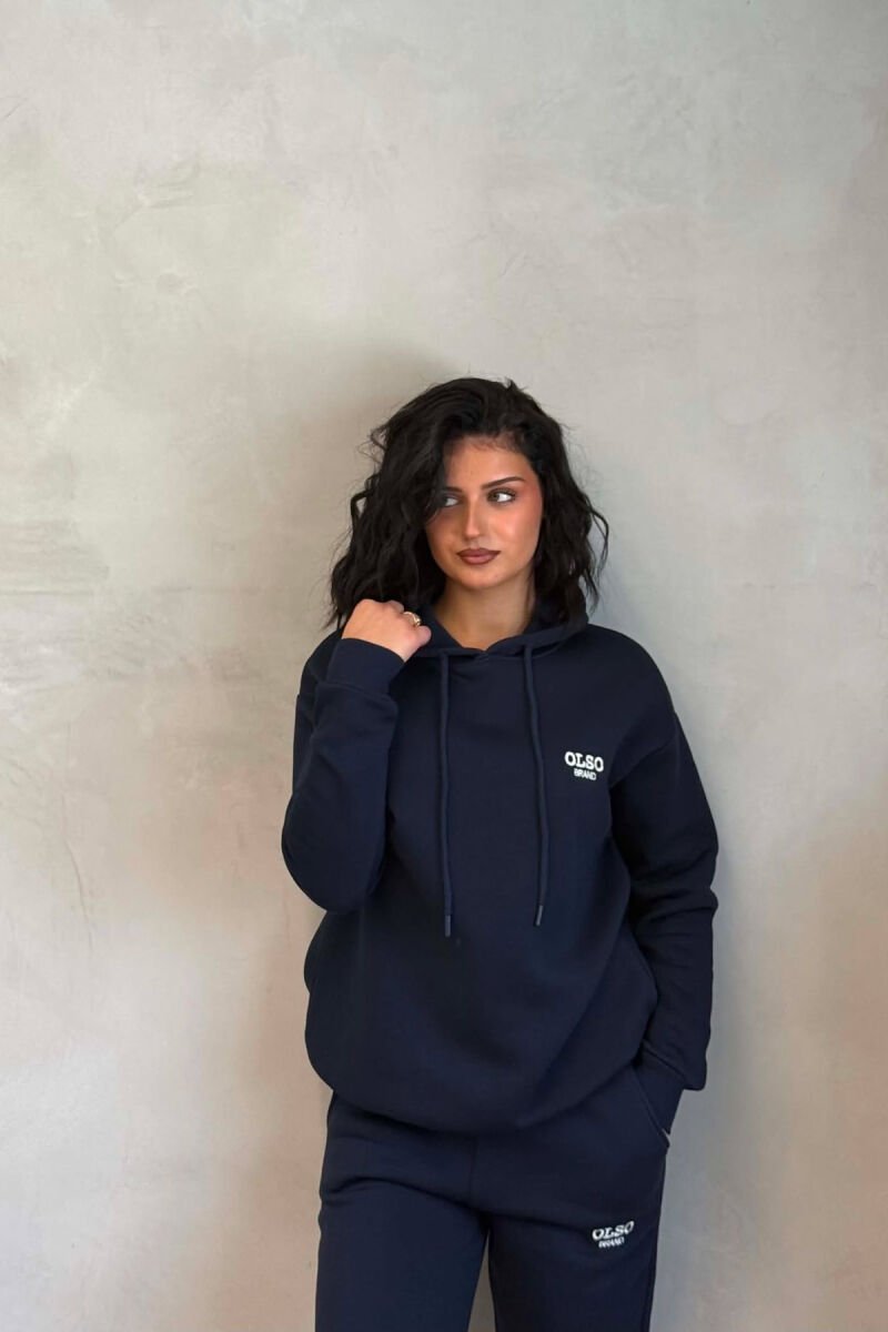 ONE COLOR FLUFFY HOODIE + JOGGERS WOMAN SET BLUE/BLU - 3