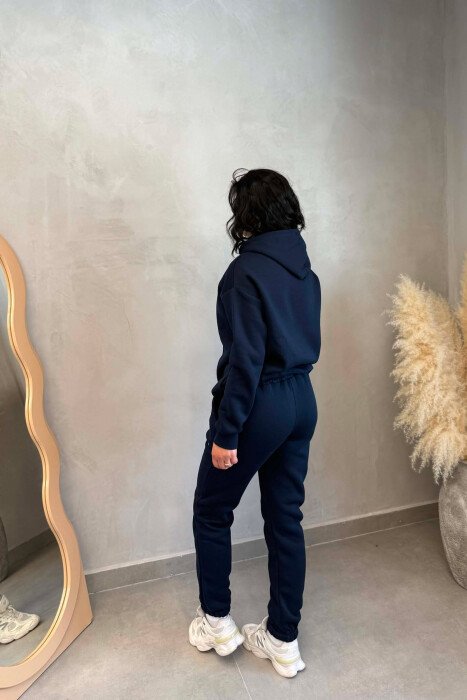 ONE COLOR FLUFFY HOODIE + JOGGERS WOMAN SET BLUE/BLU - 5