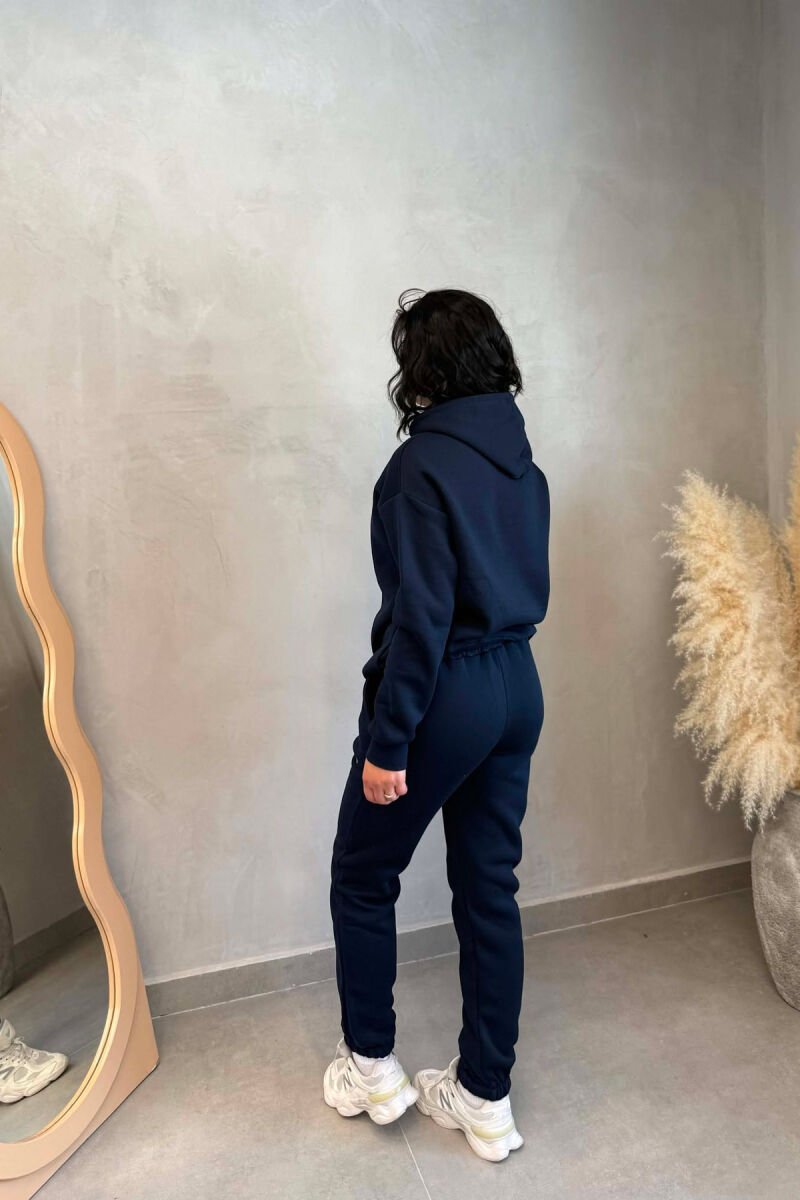 ONE COLOR FLUFFY HOODIE + JOGGERS WOMAN SET BLUE/BLU - 5