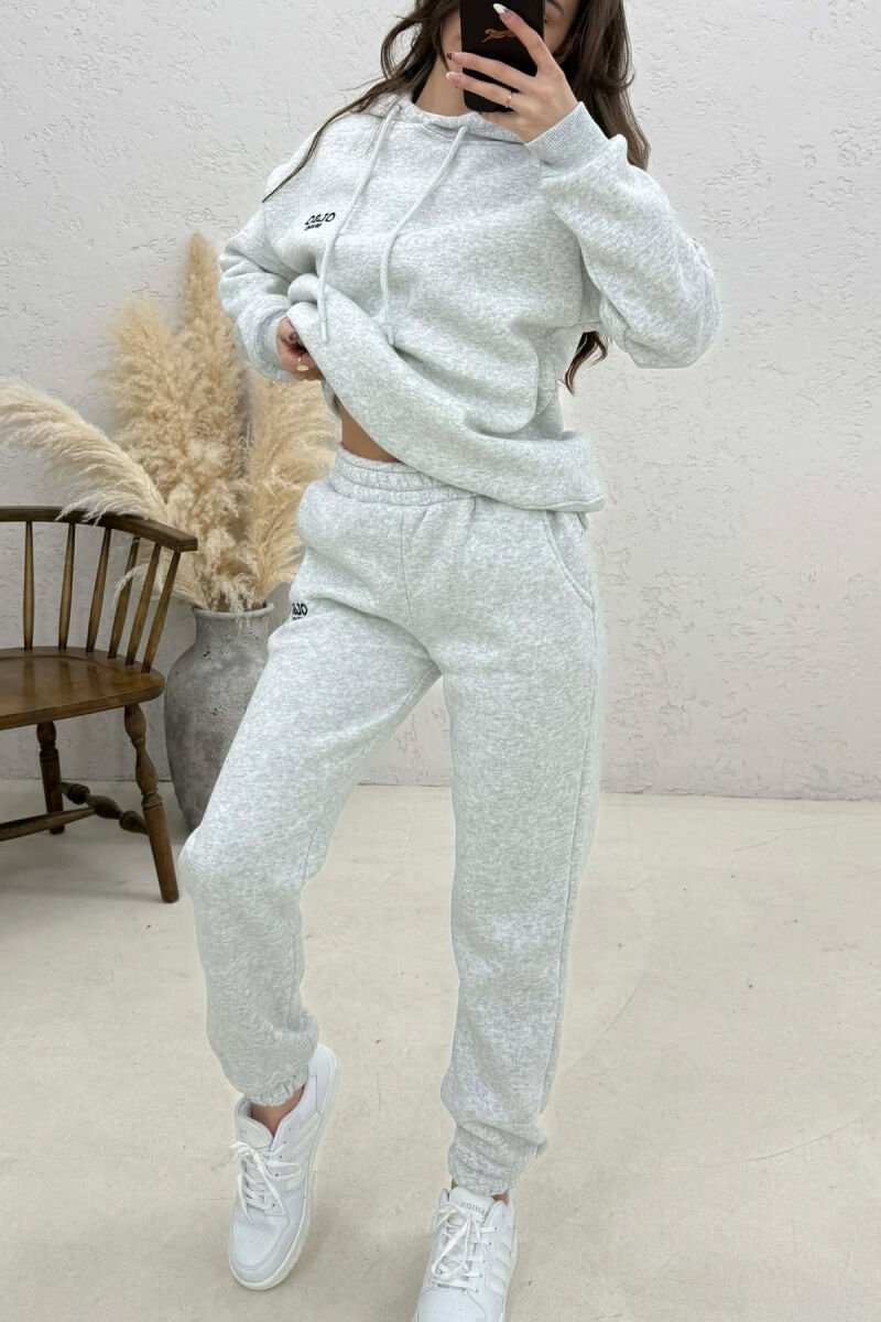 ONE COLOR FLUFFY HOODIE + JOGGERS WOMAN SET LIGHT GREY/GZ - 4