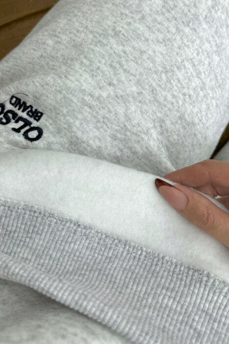 ONE COLOR FLUFFY HOODIE + JOGGERS WOMAN SET LIGHT GREY/GZ - 5