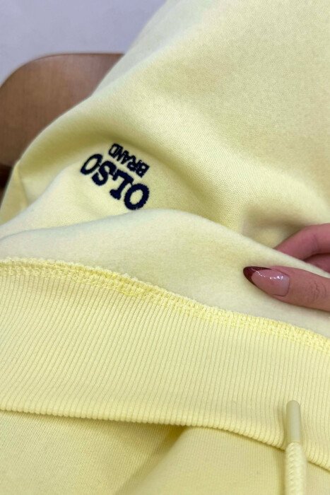 ONE COLOR FLUFFY HOODIE + JOGGERS WOMAN SET YELLOW/E VERDHE - 5