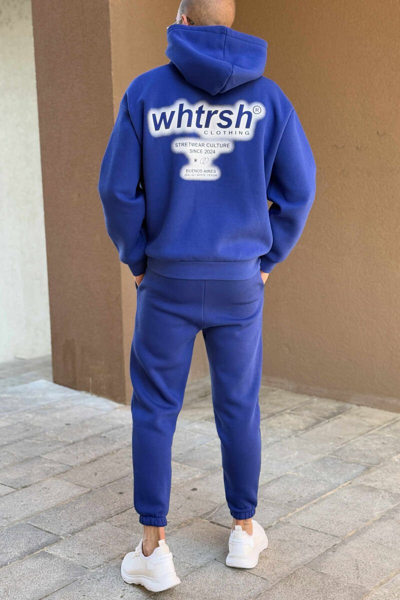 ONE COLOR FLUFFY HOODIE+JOGGERS MEN SET BLUE/BLU - 3