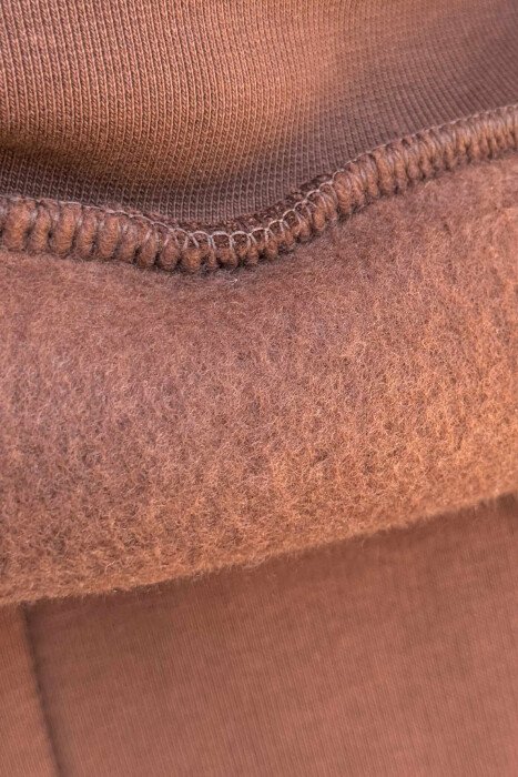 ONE COLOR FLUFFY HOODIE+JOGGERS MEN SET BROWN/KAFE - 3