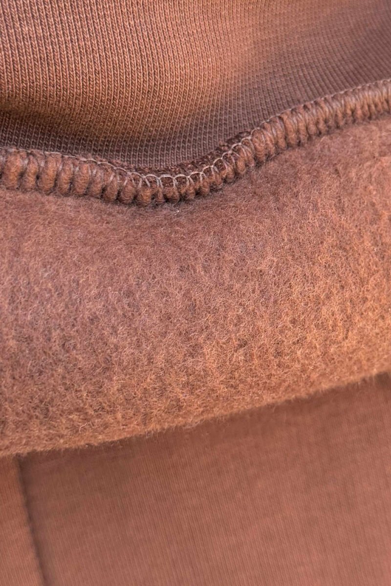 ONE COLOR FLUFFY HOODIE+JOGGERS MEN SET BROWN/KAFE - 3