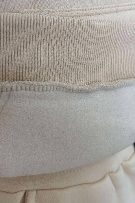 ONE COLOR FLUFFY HOODIE+JOGGERS MEN SET CREAM/KREM - 3