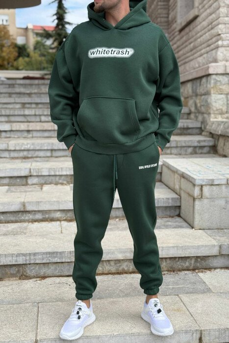SET NJË NGJYRËSH ME PUSH HOODIE+TUTA PËR MESHKUJ NË NGJYRË JESHILE - KLAUDIO FASHION