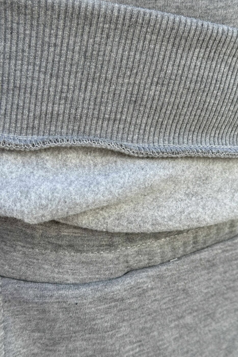 ONE COLOR FLUFFY HOODIE+SWEATPANTS MEN SET GREY/GRI - 3