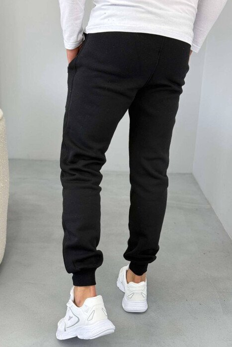 ONE COLOR FLUFFY MEN SWEATPANTS BLACK/ E ZEZE - 4