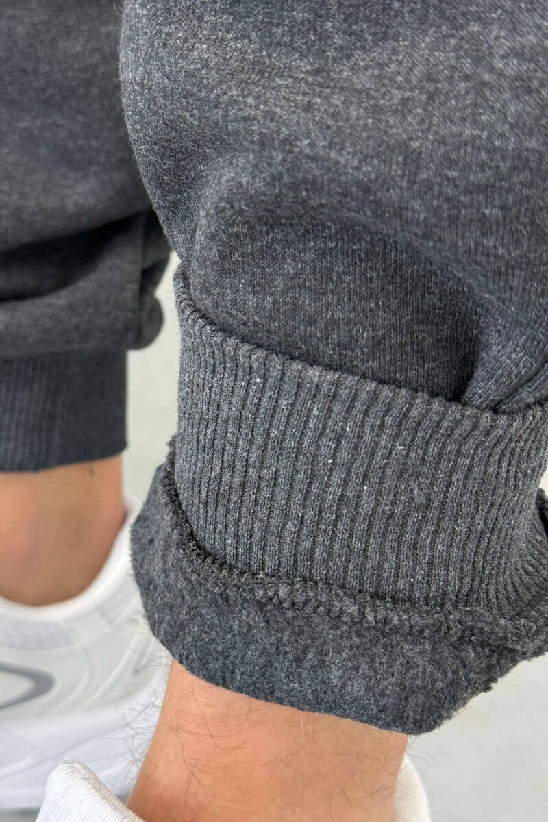 ONE COLOR FLUFFY MEN SWEATPANTS DARK GREY/GEE - 2