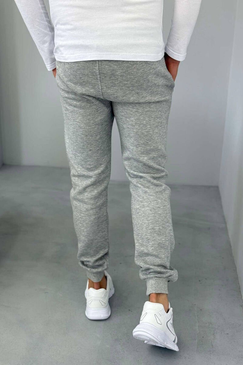 ONE COLOR FLUFFY MEN SWEATPANTS GREY/GRI - 3