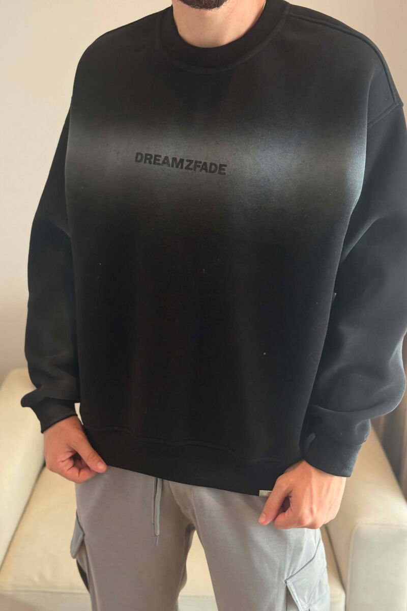 ONE COLOR FLUFFY MEN SWEATSHIRT BLACK/ E ZEZE - 3