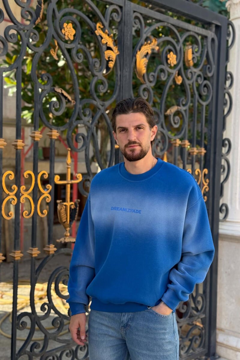 ONE COLOR FLUFFY MEN SWEATSHIRT BLUE/BLU - 1