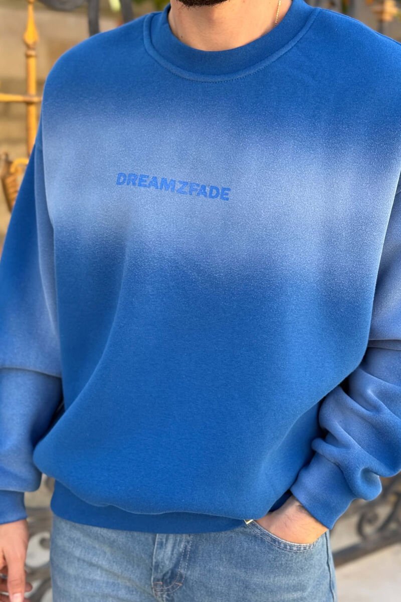 ONE COLOR FLUFFY MEN SWEATSHIRT BLUE/BLU - 2