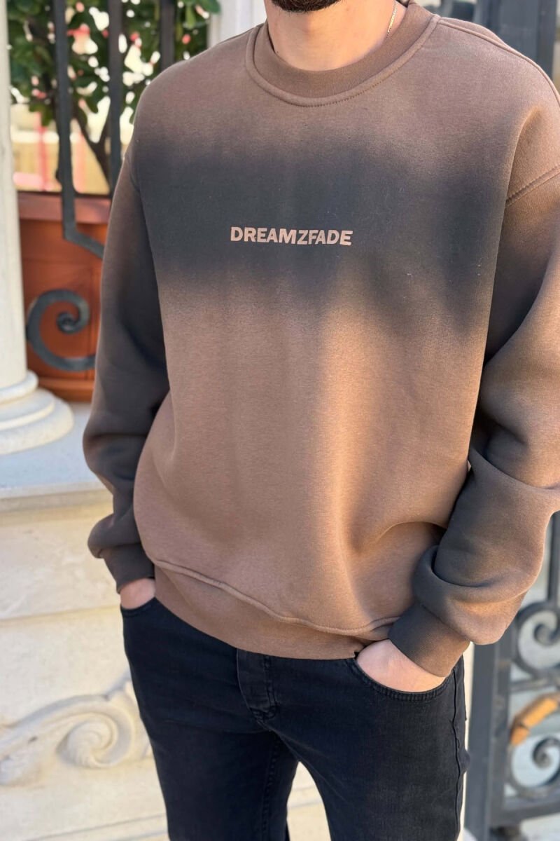 ONE COLOR FLUFFY MEN SWEATSHIRT BROWN/KAFE - 2