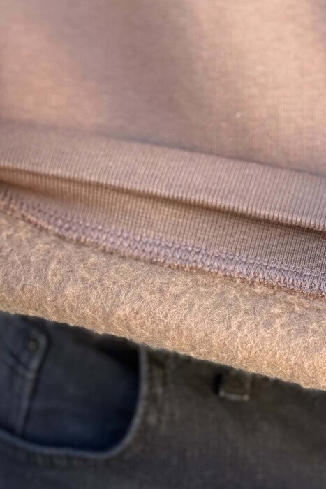 ONE COLOR FLUFFY MEN SWEATSHIRT BROWN/KAFE - 4